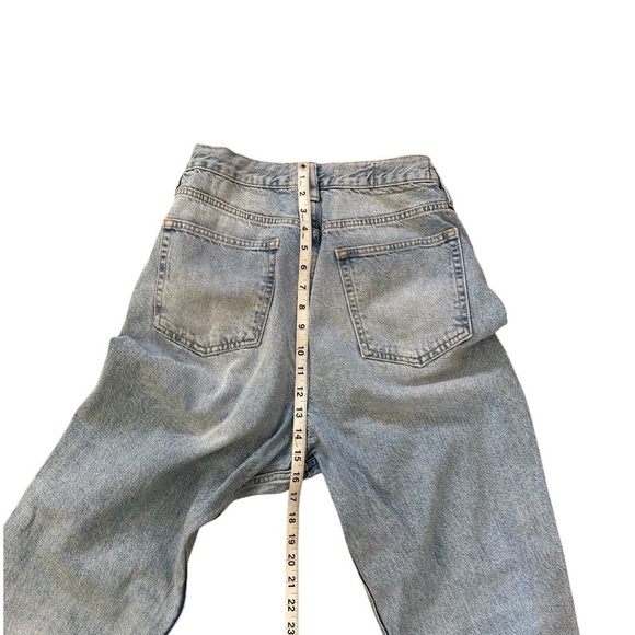 We The Free High Waist Hidden Button Fly Distressed Denim Straight Leg Jeans 31 - Picture 14 of 14